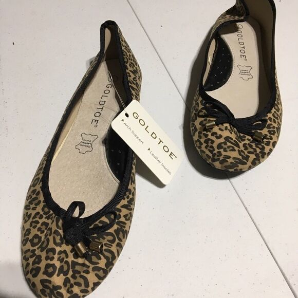 Gold Toe Leopard Print Slip On Delvina Flats (A11) - Picture 6 of 6